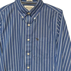 Y2K Abercrombie & Fitch Muscle Shirt Mens Medium 100% Cotton Button Down Striped